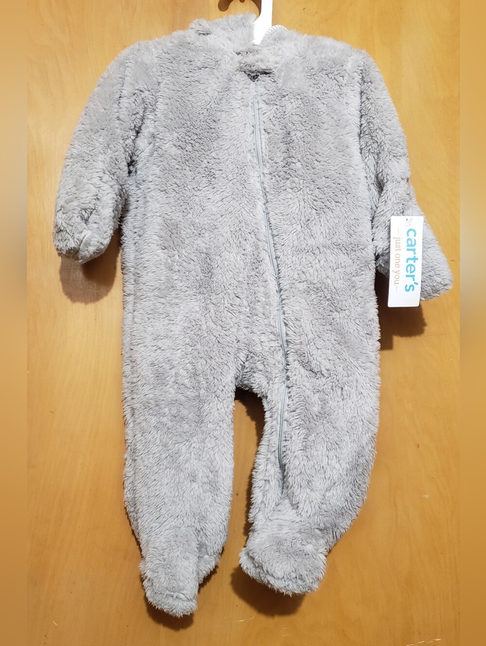Carter's Plush Light Gray Footed Fleece One-Piece